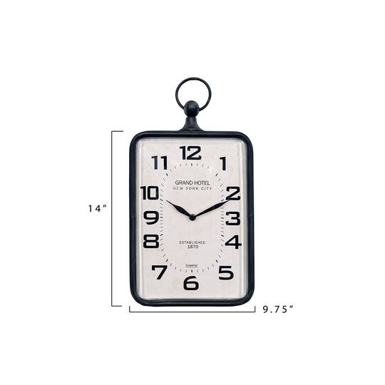 Hello Honey® Metal Rectangle Hanging Clock with Handle Decoration on Top